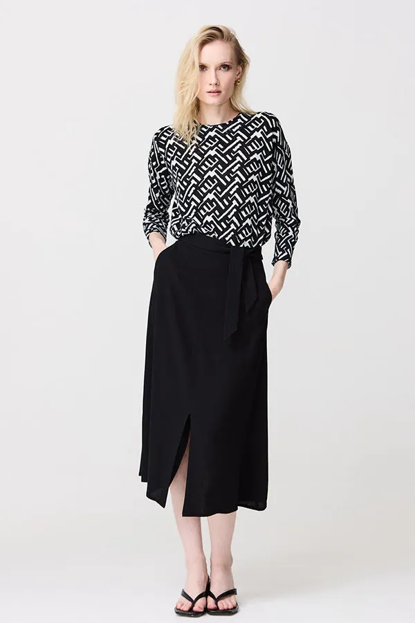 BOW WAIST FLOWING LONG SKIRT