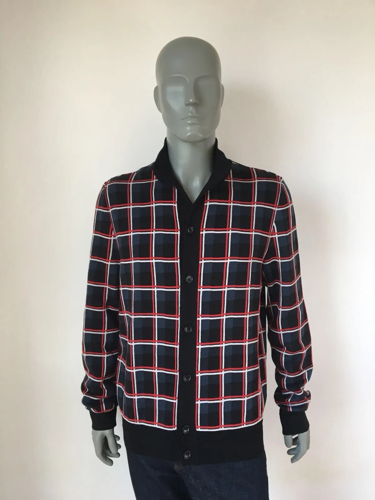 Check Jacquard Cardigan