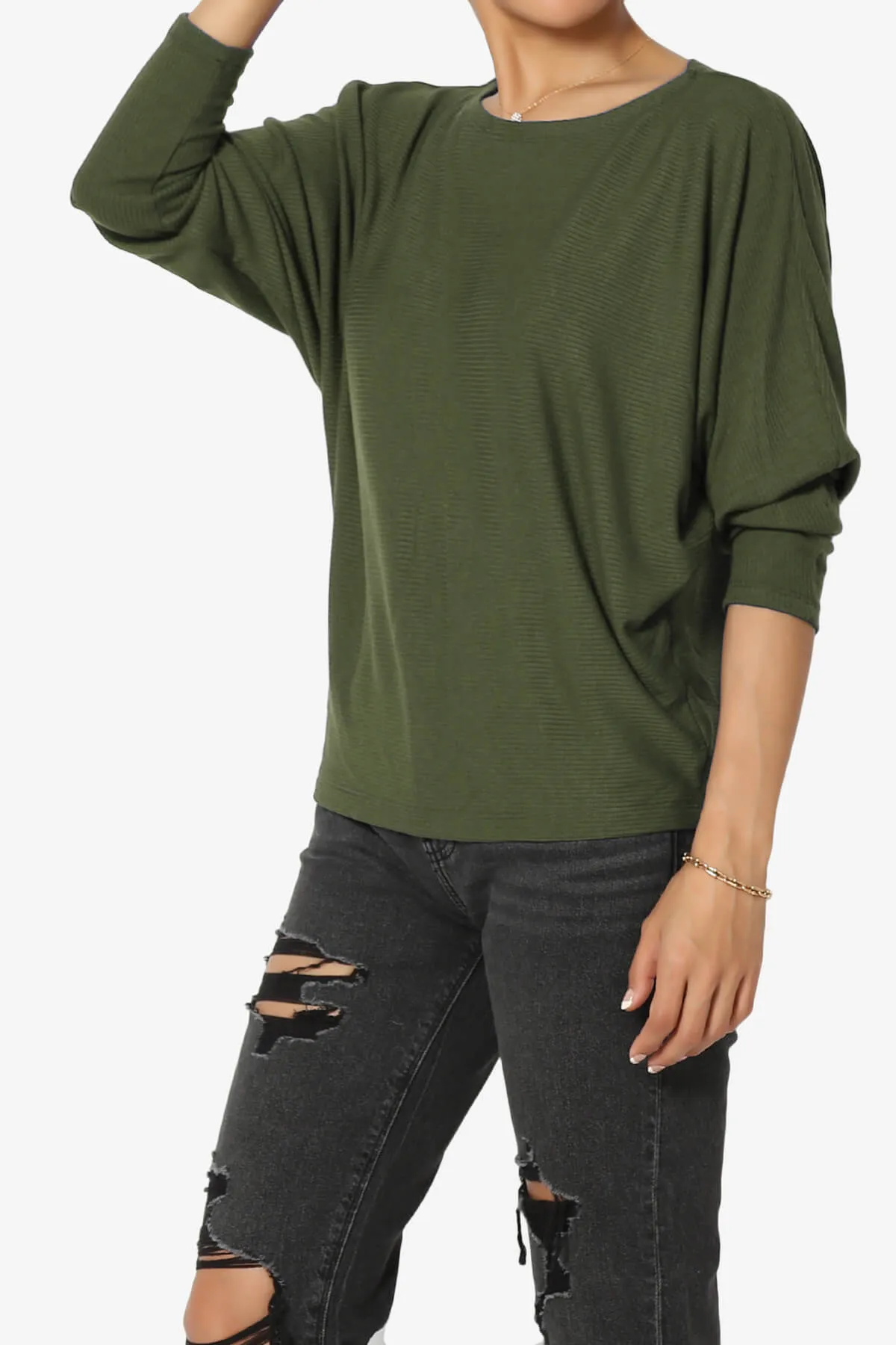 Pepper Dolman Sleeve Ribbed Top PLUS