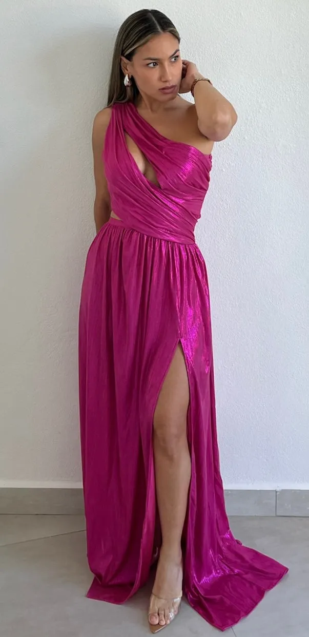 That Pink Girl Metallic One-Shoulder Formal Dress