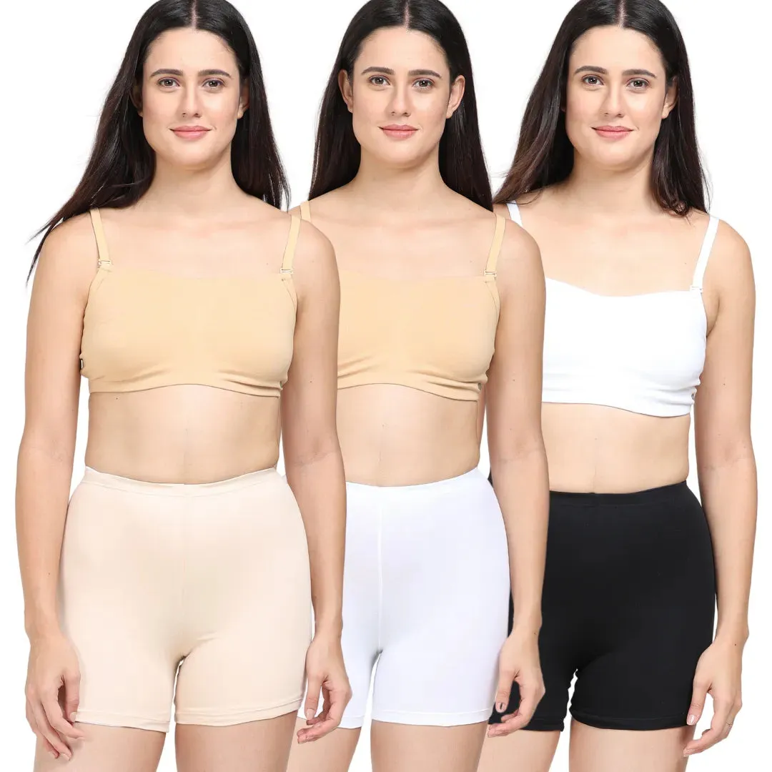 Under Dress Shorts | Full Hip Coverage | Prevents Inner Thigh Chafing | 3 Pack